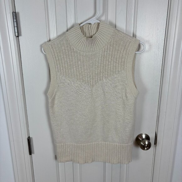 Sanctuary Rib Detail‎ Mock Neck Sweater Tank in Ivory Size S - Picture 1 of 4